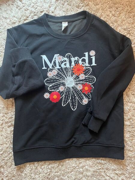 Mardi フラワープリント ブラックスウェット