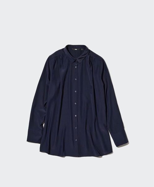 UNIQLOシャイニーギャザーブラウス(長袖)