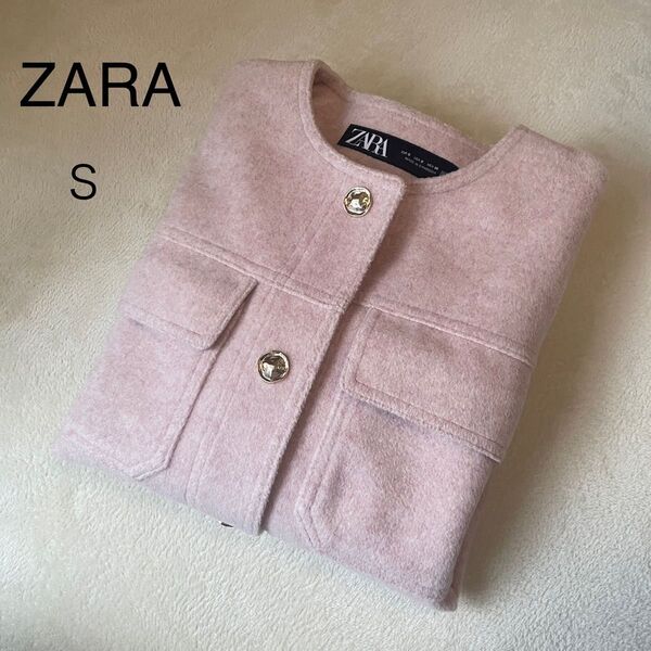 ZARA ザラ ソフトジャケット ピンク ショートジャケット クロップド