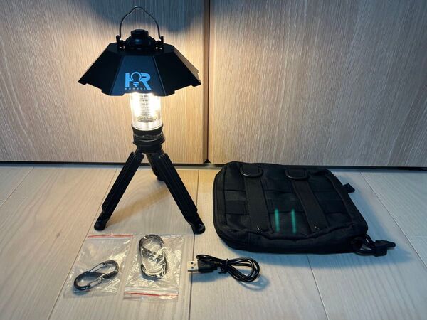 【新品】LEDランタン+ポーチ+カラビナ セット ブラック アウトドア キャンプ 防災