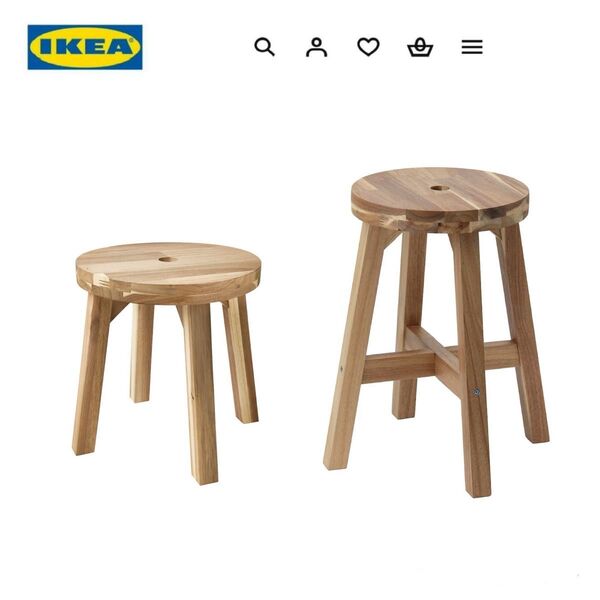 IKEA イケア スコグスタ スツール アカシア材 大小2台セット 丸椅子 天然木 木製スツール