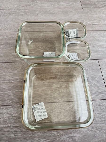 新品未使用 iwaki(イワキ) 耐熱ガラス 保存容器 4個セット ブラウン