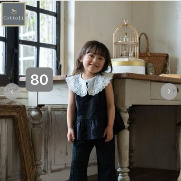 新品未使用 バースデイコトリ ベビー 女の子ビックカラーブラウス(80cm・Cottoli×Yukiemonユキエモン ゆきえもん