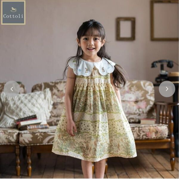 新品未使用 バースデイコトリキッズ ワンピース(110cm・Cottoli×Yukiemon)うさぎ 女の子 ユキエモン