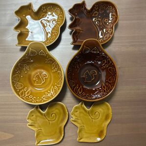リス柄 お皿セット プレート皿・とんすい小鉢 木の実あつめ 小皿