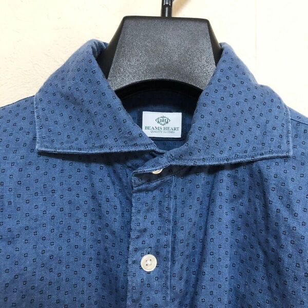 BEAMS HEART カッタウェイ総柄リネンシャツ M