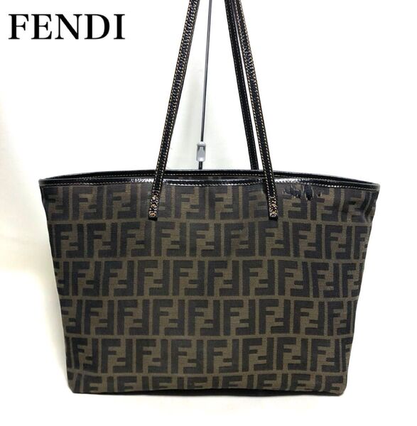 FENDI フェンディ ズッカ柄 キャンバス/レザー トートバッグ