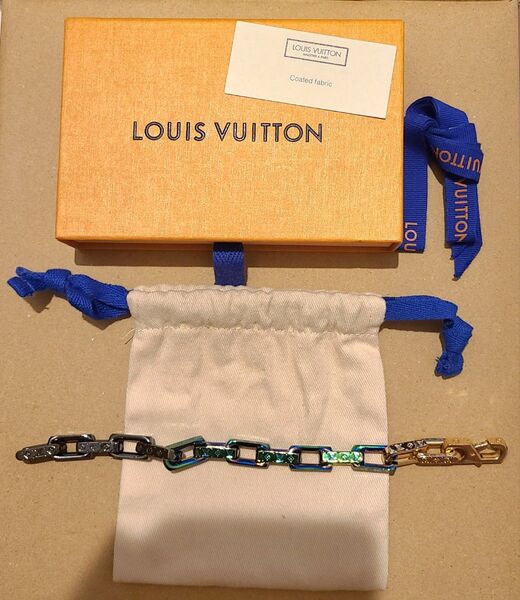 LOUIS VUITTON ルイヴィトン ブレスレットチェーンモノグラム M64223 パープル×イエローグリーン×シルバー