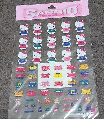 キティ、シール、ステッカー、きせかえ、平成レトロ、レトロ、平成女児、1998年、当時物、希少品、激レア、サンリオ、ハローキティ