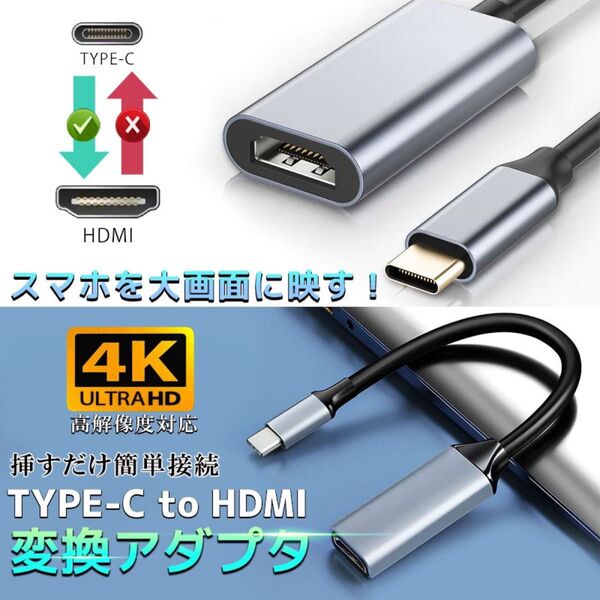Type-C HDMI 変換ケーブル 変換アダプタ hdmi タイプc 変換 4K 2K 高画質 高解像度 ミラーリングケーブル