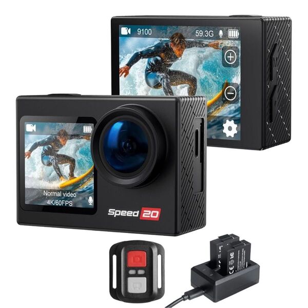【新品】 アクションカメラ 水中カメラ ウェアラブルカメラ 4K 手ぶれ補正 パッテリー2個付き メモリアルカードなし