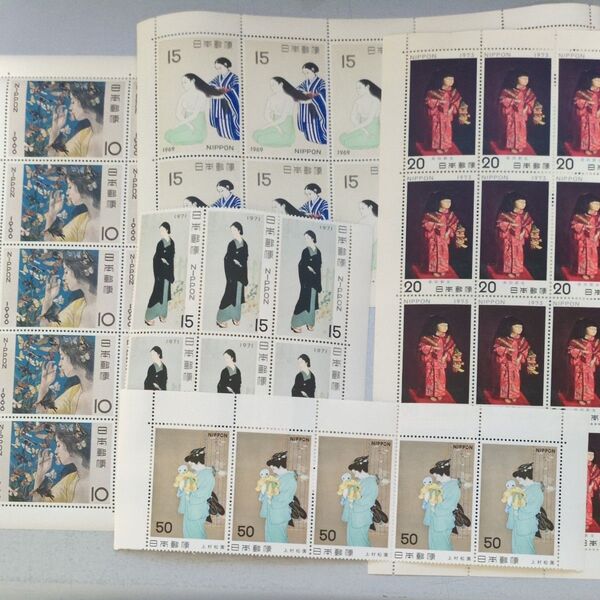 記念切手未使用 切手趣味週間3種3シート20円20枚15円16枚 10円10枚 近代美術シリーズ 舞妓50円5枚 総額990円