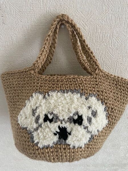 麻紐バッグ ハンドメイド 内布、ポケット付き