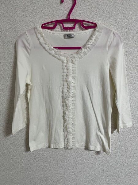 トップス オフホワイト カットソー M トップス 七分袖 Tシャツ