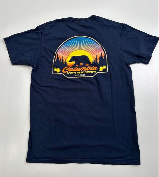 メキシコ製 Columbia コロンビア Tシャツ メンズ バックプリント 半袖Tシャツ アウトドア キャンプ 熊 ベアー