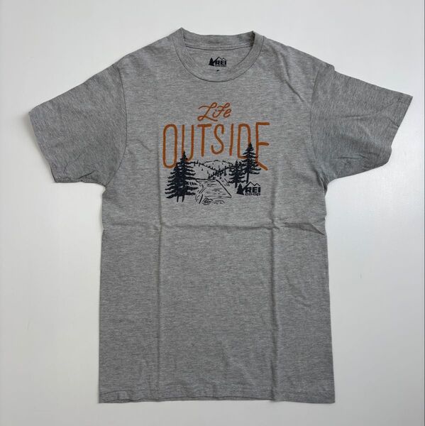 メキシコ製 REI Co-op アールイーアイ Life Outside ロゴTシャツ グレー 未使用に近い Tシャツ
