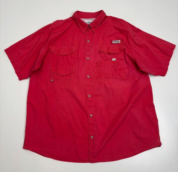 Columbia コロンビア コロンビアPFG フィッシングシャツ 半袖シャツ ワークシャツ メンズ XL レッド キャンプ