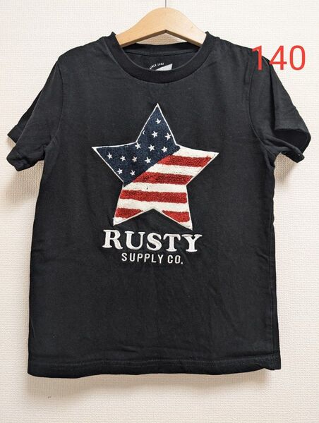 RUSTY ラスティ 140 Tシャツ USA アメリカ 星条旗 半袖Tシャツ