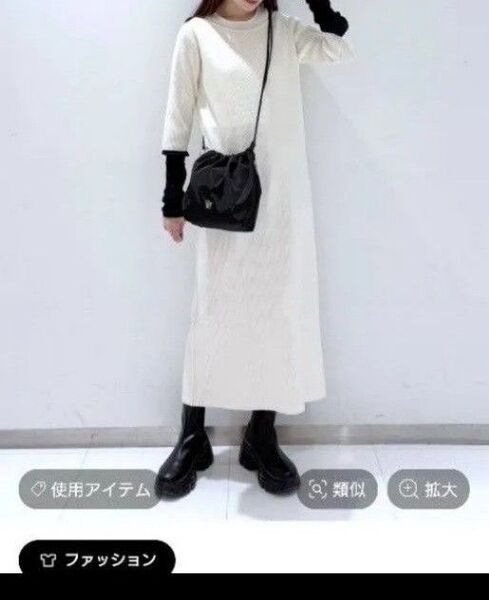 人気 品薄 定価4400円 ローリーズファーム ショルダーバッグ 軽い 巾着 黒 未使用 タグ付き 匿名発送