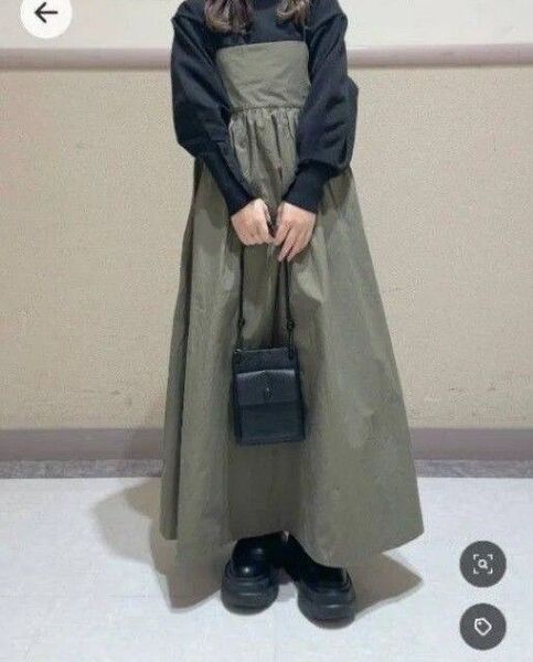 人気 完売品 定価7700円 後ろリボン ほめられ キャミ ワンピース カーキ ゆったりサイズ 未使用 タグ付き 匿名発送