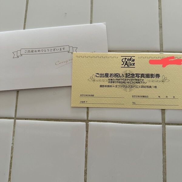 スタジオアリス ご出産お祝い 記念写真撮影券