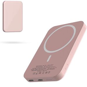 Magnetic Battery 5000mAh コンパクト モバイルバッテリー 軽量 小型 Type-C入力ポート ピンク