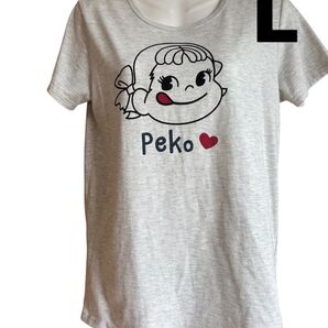 ペコちゃん プリントTシャツ グレー Lサイズ