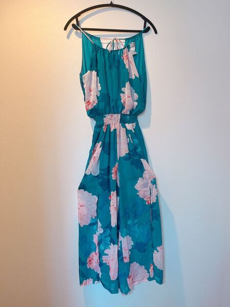花柄リゾートワンピース グリーン ピンク ハワイ購入