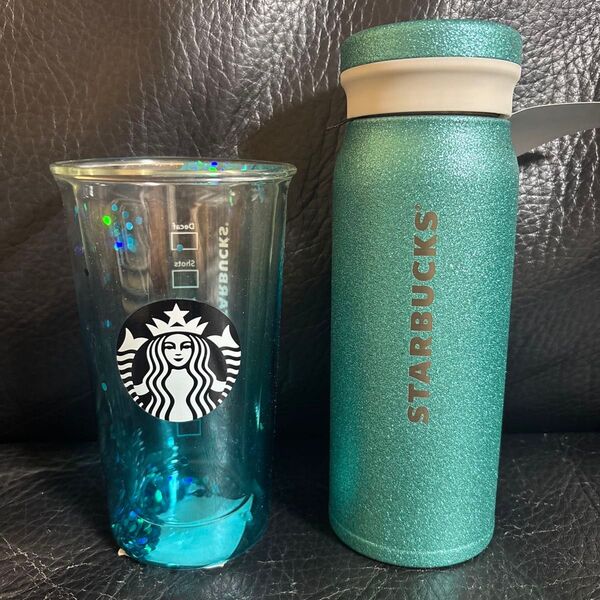 スターバックス スタバ ダブルウォールグラス ステンレスボトル グリッターターコイズ STARBUCKS