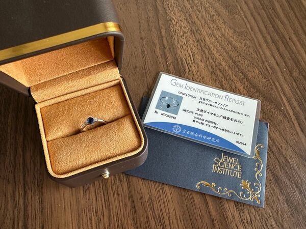 天然サファイア 天然ダイヤモンドリング pt900 0.3ct 11号