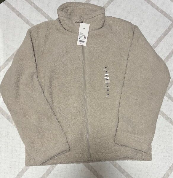 【新品】UNIQLO ボアフリースジャケット Mサイズ 30ナチュラル(アイボリー色)