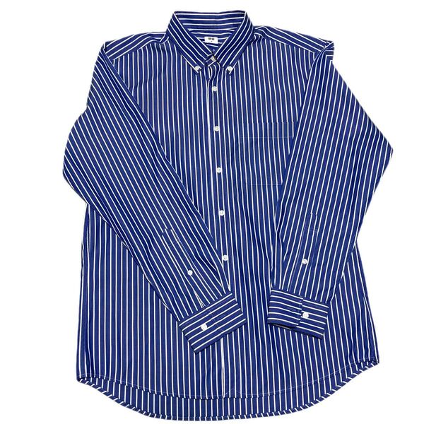 UNIQLO ブロードシャツ/ストライプ/ボタンダウン Mサイズ ブルー