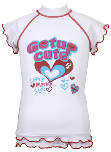  new goods GETUP Cute(geto up cute ) Kids * Junior girls short sleeves Rush Guard size 100cm color white 