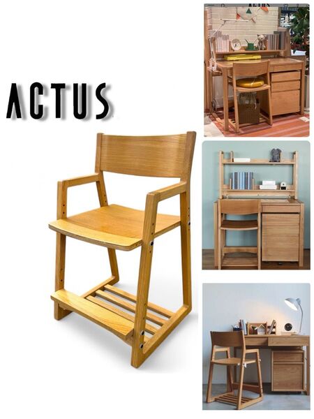 【美品】ACTUS アクタスF-CHAIR オーク キャスター付き 学習椅子 キッズチェア 木製 学習チェア 子供 姿勢 椅子