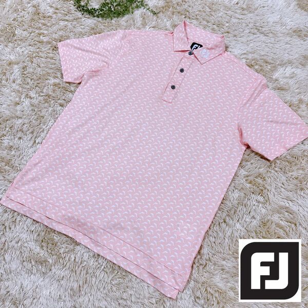 【1回のみ使用】FJ フットジョイ ゴルフシャツ メンズ 総柄 XL ピンク