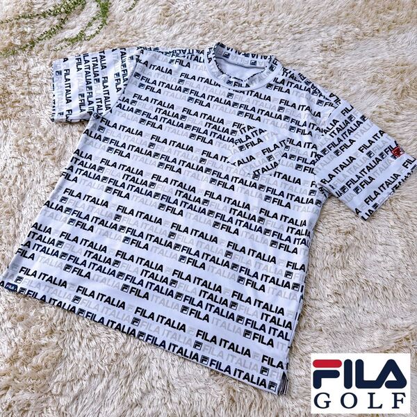 【数回のみ使用】フィラゴルフ メンズ ゴルフ シャツ 総柄 3L 大きいサイズ