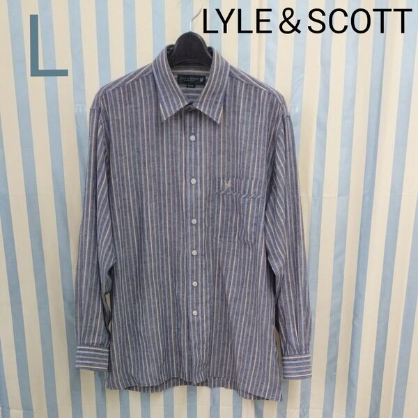 LYLE&SCOTT ライルアンドスコット 長袖シャツ ストライプ カッターシャツ 麻素材 メンズカジュアル ワイシャツ