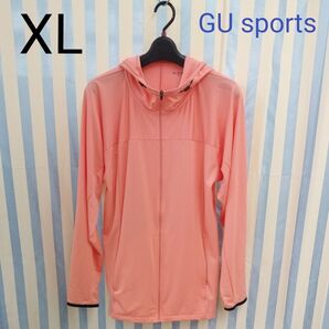 GU ACTIVE uvカットジップアップパーカー 蛍光オレンジ スポーツウェア ラン トレーニング ジャージ GU sports