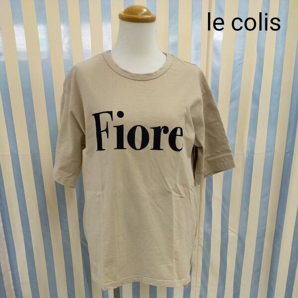 le colis ルコリ Tシャツ 半袖 カットソー ベージュ ロゴプルオーバー コットンティーシャツ