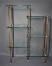 Japan　antique　Glass shelves　ガラス棚　六段連結五本柱　display　置棚　飾り棚　小物陳列　レトロ　宝石　アクセサリ　小雑貨　日本製_画像2