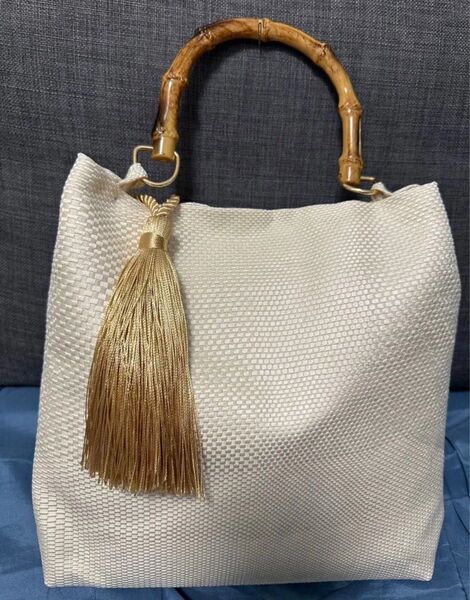 織が素敵な絹帯リメイク いいね無し即購入タッセル付 トートバッグ 未使用 ハンドメイド