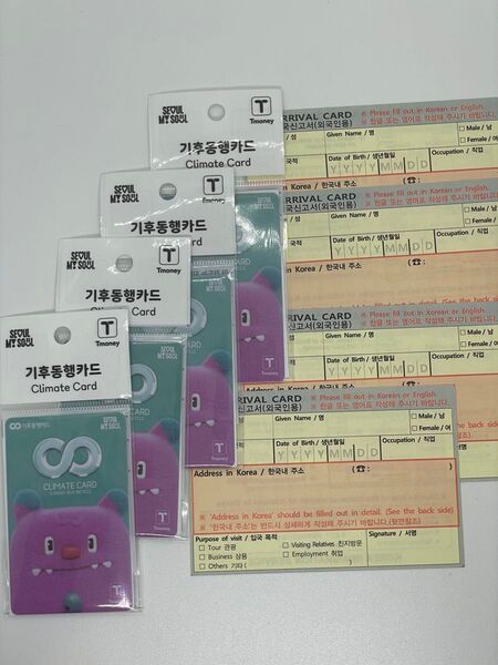 【現地入手困難】気候同行カード 4枚セット 韓国交通カード climate card おまけ入国カードつき