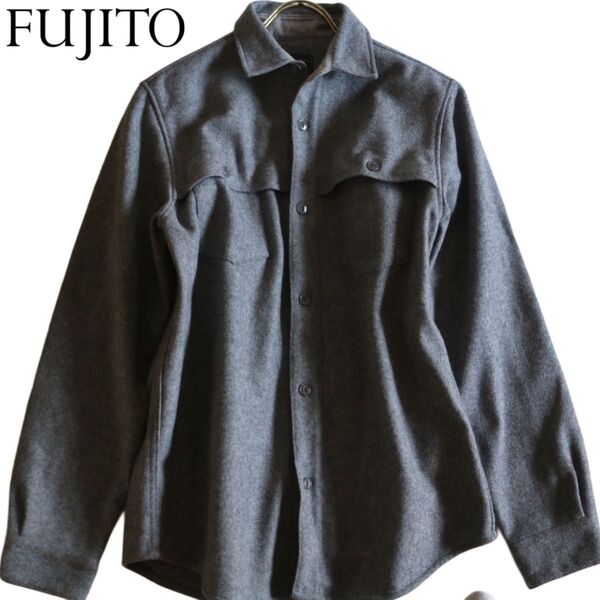 【FUJITO】肉厚 ウールシャツジャケット 灰 L★