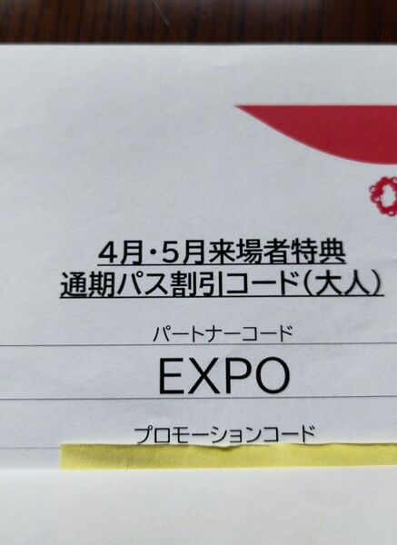 関西万博 EXPO クーポンコード 通期パス 大人一名分 大阪万博