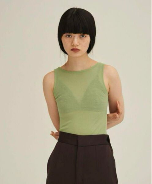 ENOF イナフ cotton tank top ノースリーブトップス グリーン