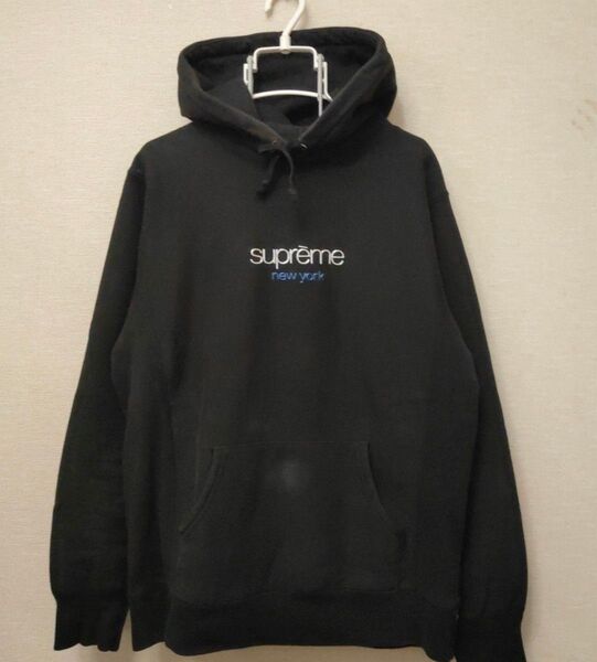 【Supreme】シュプリーム16AW人気 ロゴ パーカー ブラックM カナダ製!!