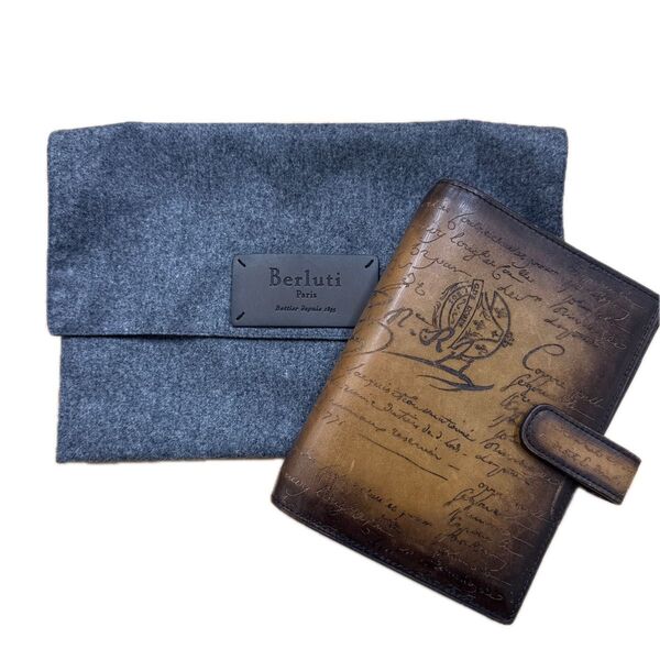 【美品】Berluti ベルルッティ 手帳カバーグレー袋付き
