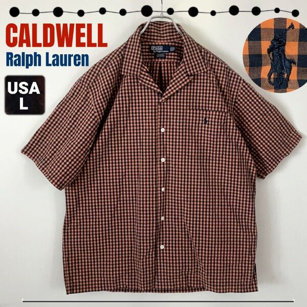 CALDWELL/Ralplh Lauren★ギンガムチェックシャツ★オープンカラー★ラルフローレン/コールドウェル★USメンズL