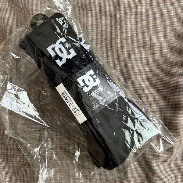 DC SHOES 【3Pセット】DCロゴ クルーソックス 25-27cm 黒 ブラック 靴下 メンズ