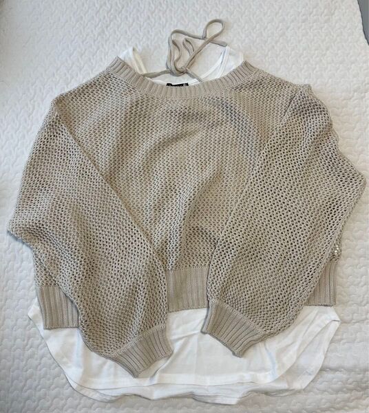 アベイル 透かし編みニットとタンクトップのセット Lサイズ